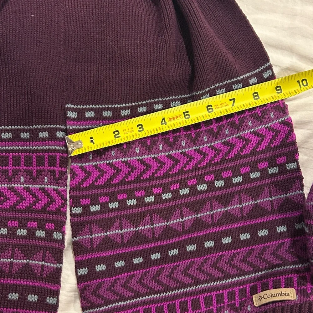 Columbia Winter‎ Hat & Scarf Set Women’s Purple Knit Pattern One Size Winter
